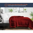 thumbnail image 2 of Full Comforter Solid Burgundy 300 GSM Plush Siliconized Microfiber Fill Duvet Insert Box Stiched Quilted Fluffy Soft 600 TC Egyptian Cotton Shell with Piping & Pillowcases, 2 of 8