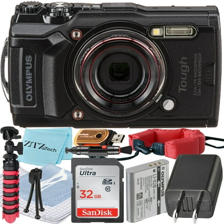 Olympus Tough TG-6 Digital Camera (Black) + SanDisk 32GB Memory Card + Spider Tripod + ZeeTech Accessory Bundle (Basic Kit)