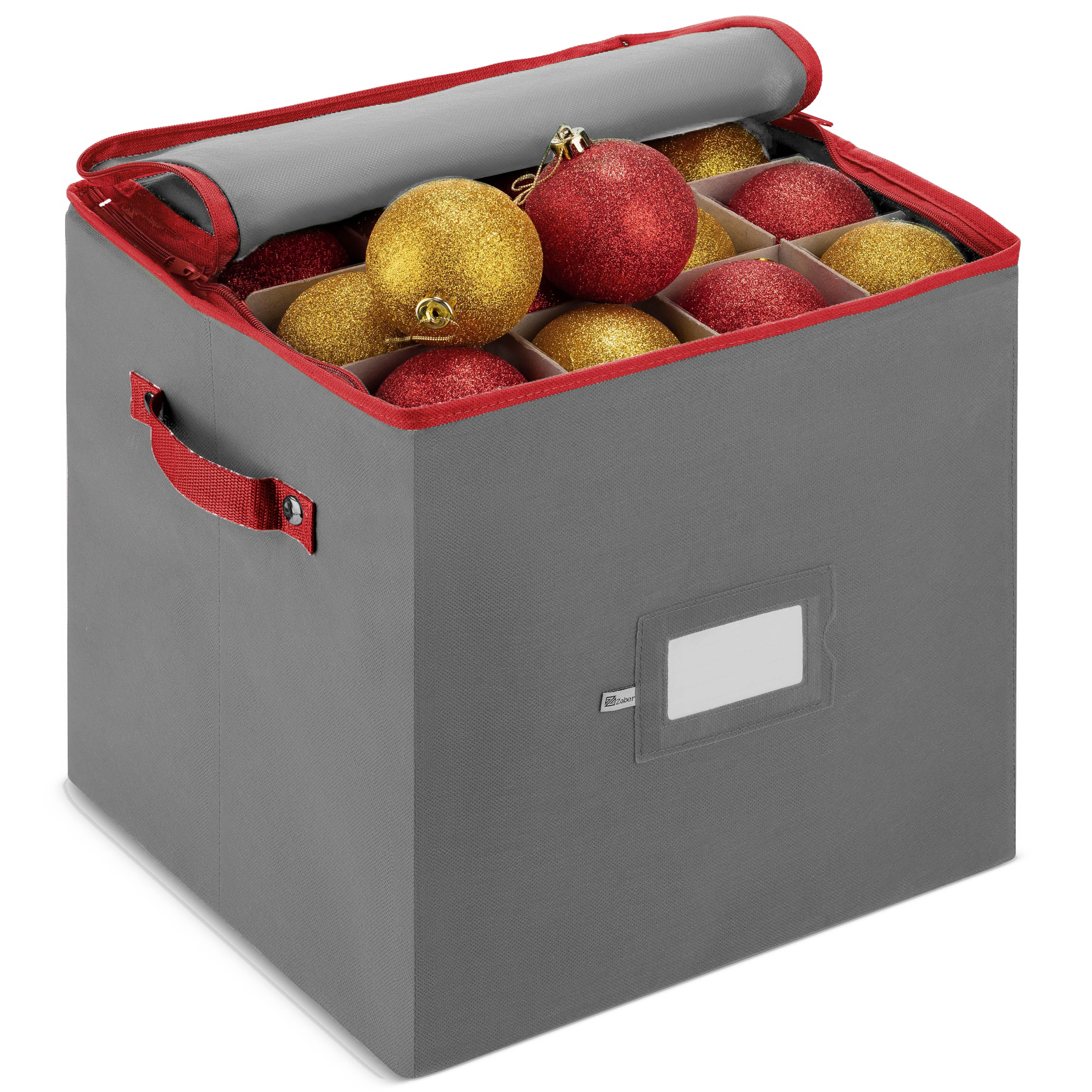 Christmas Ornament Storage Box with Zippered Closure  Protect & Keeps