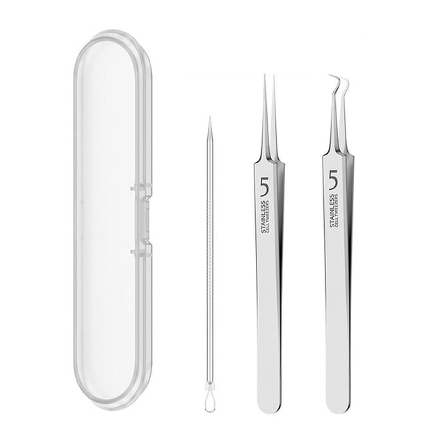 Pimple Extractor Acne Clip Beauty Tool Ultra-sharp Tweezers Cell Tweezers With Case Stainless Steel Comedone Extractor Blackhead Remover