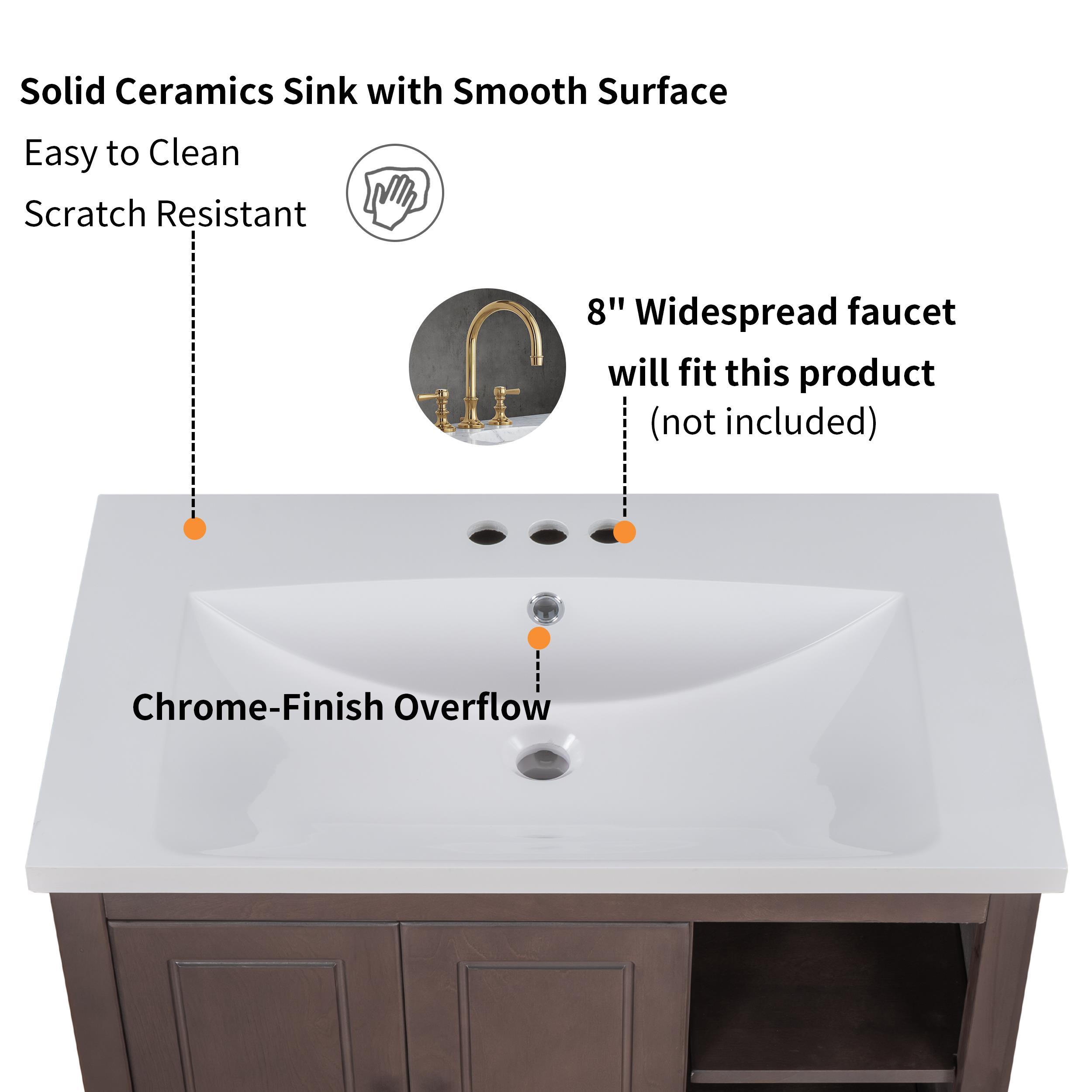 Ktaxon Modern 32 Inch Bathroom Vanity Set with Sink Ceramic Top