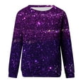 thumbnail image 3 of Tawop Hoodless Sweatshirt for Women Tops for Women Sweatshirts for Women Crew Neck Long Sleeve Graphic Casual Purple 2XL, 3 of 4