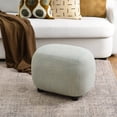 thumbnail image 6 of KINWELL 23" Wide Linen Blend Upholstered Ottoman, Textured Weave Footrest with Soft Padded Seat, Mid-Century Modern Footstool for Bedroom, Entryway or Living Room, Light Teal Multi, 6 of 12