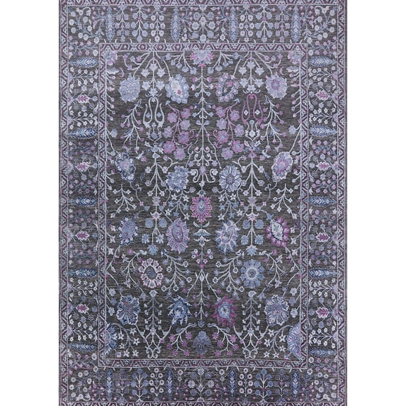 Ahgly Company Machine Washable Indoor Rectangle Industrial Modern Plum Purple Area Rugs, 8' x 12'