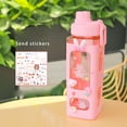 thumbnail image 3 of Wosthever Botella de agua con pegatinas de pajita de plástico grande para exteriores, té, jugo, leche, taza para beber, tarro escolar de Ropa Deportiva, Zapatos Rosa/con pegatina, 3 of 6
