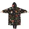 thumbnail image 2 of Oversized Wearable Blanket Hoodie,Red Mushroom Leaf Black Pattern Sherpa Blanket Hoodie with Super Pockets,Super Warm Fuzzy Pullover for Women & Men, 2 of 6