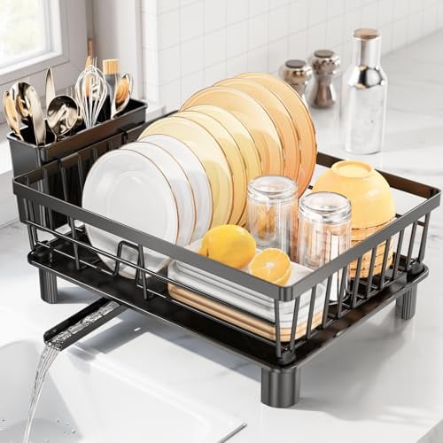 Dish Drainer Rack with Drip Tray,Detachable Dish Drying Rack