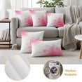 thumbnail image 6 of Pink Flower Outdoor Waterproof Pillow Covers, Boho Modern Floral Abstract Ombre Leaf White Decorative Square Throw Pillowcase Sofa Cushion Sham for Patio/Couch/Chair, 24"x24" 2 Pack, 6 of 8