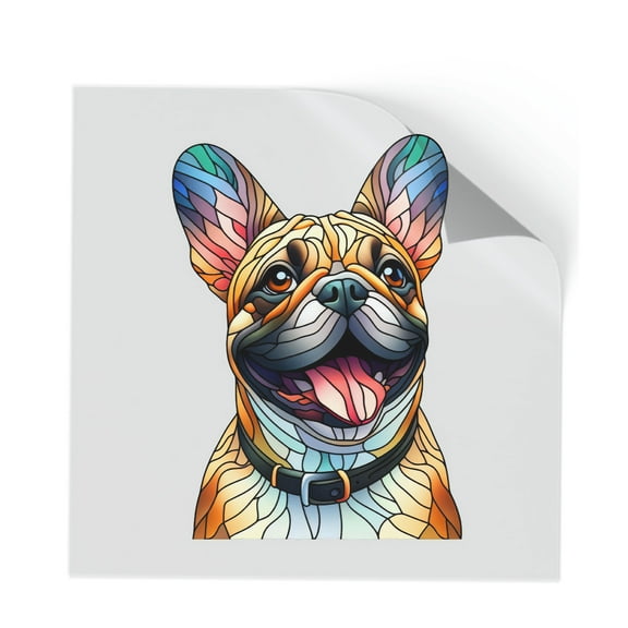 Patriotic French Bulldog Stained Glass Portrait American Flag Cutout Transfer Sticker Dog Lover Gifts Transparent Decal Art Decor - 01010