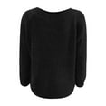 Binhe Cap Sleeve Knit Sweater Top Women's Sweatshirt U Neck Long