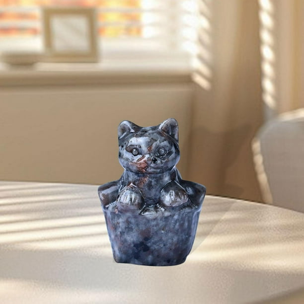 Estatua de gato, obra de arte, ligera, compacta, moderna, adorable, colección, figura en miniatura Gris
