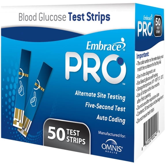 Embrace PRO Auto Coding Blood Glucose Test Strips, 50 Count