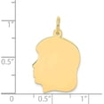 thumbnail image 2 of Solid 14k Yellow Gold Plain Medium .013 Gauge Facing Left Engravable Girl Head Charm - 27mm, 2 of 4