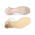thumbnail image 5 of BLISSFUL STEP Women's Square Toe Ankle Strap Chunky Heel Sandals Beige 6.5, 5 of 8