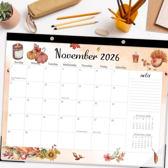 OuMuaMua Large Desk Calendar, 22 x 17 in 18 Month Planner Jul 2026 to Dec 2027, Watercolor Holiday Design, ideal for daily use at home, office and school