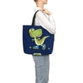 thumbnail image 3 of Sigee Dino Playing Roller Skate Print Large Capacity Zippered Tote Bag - Durable, Stylish and Versatile for Everyday Use, 3 of 9