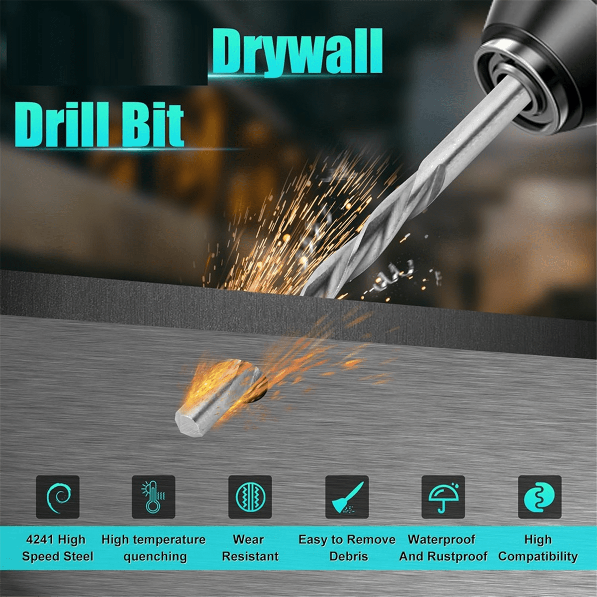 50 Pieces Drywall Drill Bits, 1/8 Inch, for Wood and Plastic, Drywall Pilot Point Cutting Drill Bits for Spiral Saws