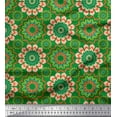 thumbnail image 1 of Soimoi Green Rayon Crepe Fabric Multicolor Mandala Print Sewing Fabric Yard 46 Inch Wide, 1 of 3