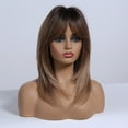 thumbnail image 3 of BERON Brown Blonde Women Wigs Wavy Wig with Bangs Ombre Color Layered Wigs for Daily Use Wigs Wig Cap Included, 3 of 5