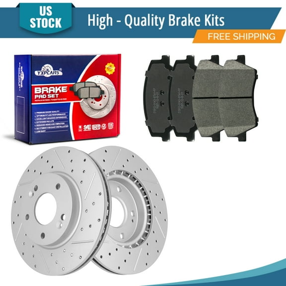 YXPCARS 6PCS Front Brake Kits, Drilled & Slotted Brake Rotors (120.51044)   Ceramic Brake Pads Kit for Hyundai Elantra 2017-2020 1.4L, 2.0L (31584 1912)