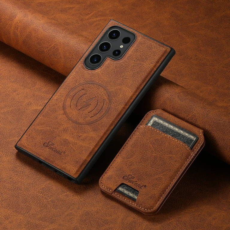 ELEHOLD Leather Case for Samsung Galaxy S24 Ultra Premium Lychee