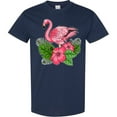thumbnail image 3 of Inktastic Flamingo with Tropical Flowers T-Shirt, 3 of 5