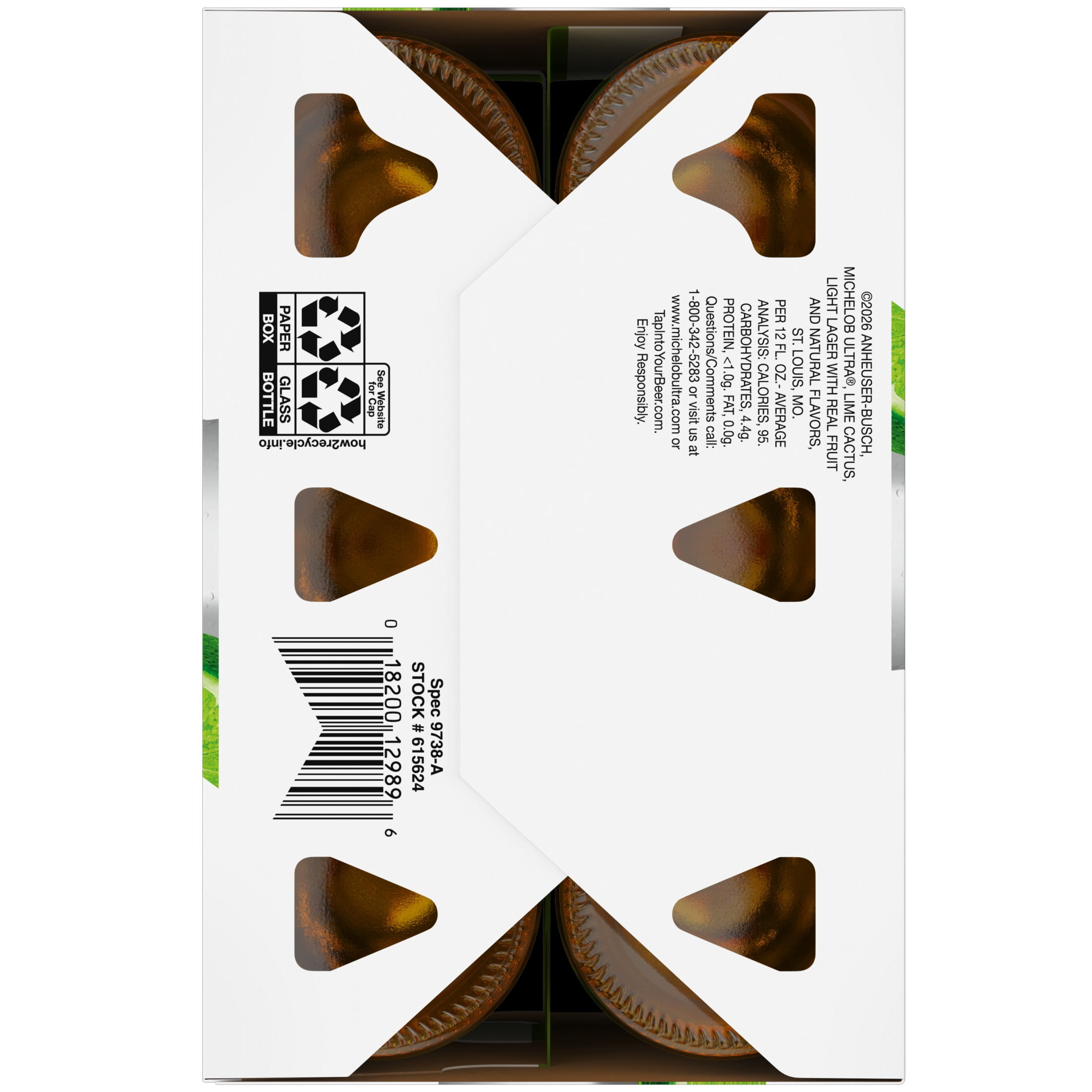 Michelob ULTRA Lime Cactus American Beer 6 pack 12 fl oz Glass Bottles 4% ABV