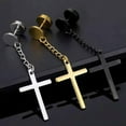 thumbnail image 4 of K-KED 7-21Pair Punk Earring Set 7 style Stainless Steel Cross Hinged Hoop Ear Piercing-Silver+Black+Gold, 4 of 8