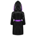 thumbnail image 2 of TiaoBug Kids Boys Boxing Halloween Costume Metallic Long Sleeve Hooded Robe Boxer Cloak with Belt Black&Purple 12, 2 of 5