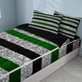 thumbnail image 2 of Homewish Black Gray Green Stripe Zipper Twin Comforter Sets with Fitted Sheet and 2 Pillowcases, Sequin Print Geometric Zipper Bedding Set, 2 of 7