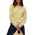 thumbnail image 2 of Women'S Boat Neck Striped Open Knit Relaxed Fit Pullover Sweater Yellow L, 2 of 8