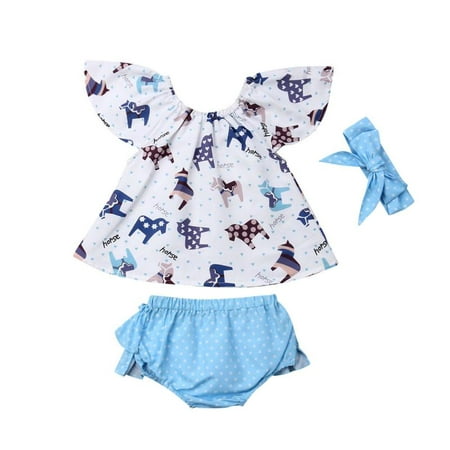 Newborn Toddler Baby Girls Animal Tops Dress Harem Shorts Pants