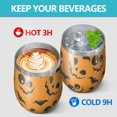 thumbnail image 4 of 12oz Stemless Wine Tumblers Pumpkin Bat Halloween Pattern Vacuum Insulated Stainless Steel Travel Tumbler Cups Mug with Lid and Straw for Champaign,Cocktail,Beer with Cleaning Brush, 4 of 5