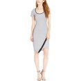 thumbnail image 1 of Vestido ajustado a rayas asimétricas Material Girl Mujer Negro XX-Small, 1 of 2