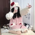thumbnail image 1 of Batas Kawaii Sanrio Hello Kitty para mujer, Pijamas gruesos y cálidos de lana de Coral de dibujos animados Ins, ropa de casa rosa, Invierno, 1 of 4