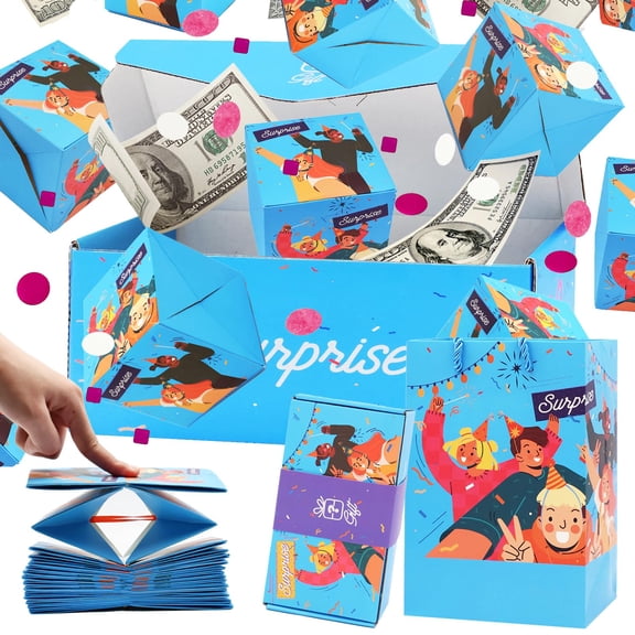 Surprise Gift Box Explosion for Money, Folding Bouncing Gift Bouncing Envelope Gift Box with Confetti, Cash Explosion Luxury for Birthday Anniversary Valentine Proposal