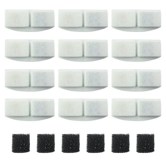 PET STANDARD Replacement Water Filter & 6 Pack Replacement Pre-Filter Sponges Compatible With VEKEN® 100oz/3L Automatic Pet Fountain, Pack of 12