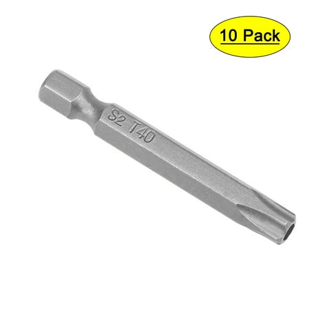 

10pcs 50mm 1/4 Hex Shank T40 Magnetic Star Security Head Screwdriver Bits S2