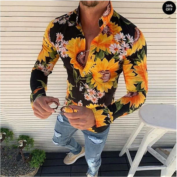 Denim & flower mens shirt store slim fit