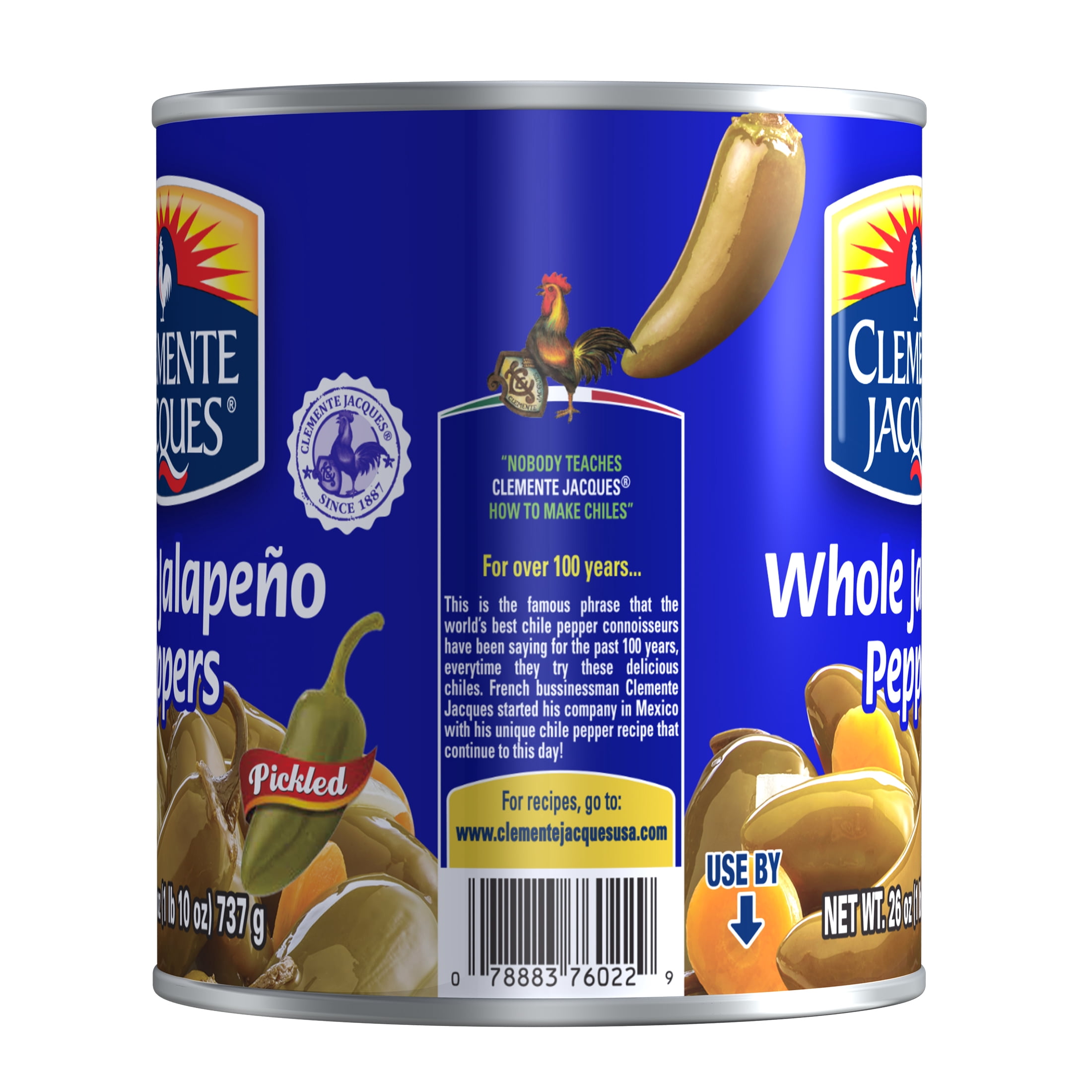 (2 pack) Clemente Jacques Whole Pickled Jalapeño Peppers, 26 oz Can