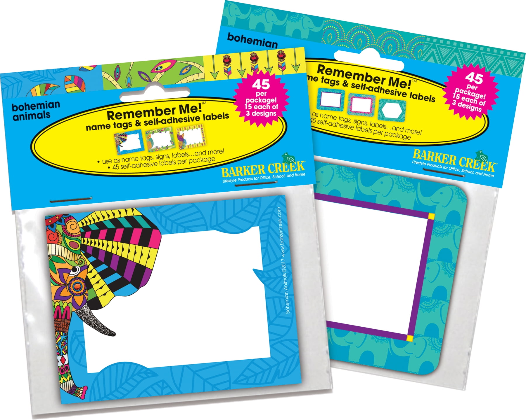 Barker Creek Bohemian & Boho Animals Name Tags Self-Adhesive Labels 3 1/2"x2 3/4" BC3778
