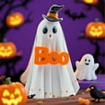 thumbnail image 6 of Shoreew Halloween Porch Ghost Figurine Resin Cow Goose Cat Statue with Pumpkin Bucket or Welcome Sign for Indoor Outdoor Yard Lawn Shelf Table Decor, 6 of 6