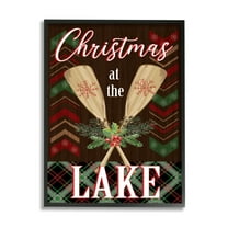 Stupell Industries Christmas At Lake Seasonal Oars Holiday Painting Black Framed Art Print Wall Art