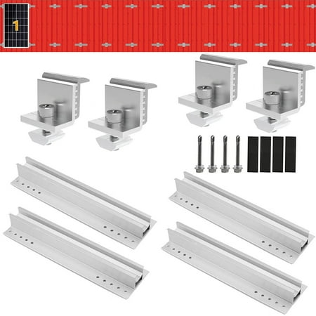 

BESHOM Solar Bracket Trapezoidal Sheet PV Mounting Rail 30CM End/Middle Clamps 30-35MM