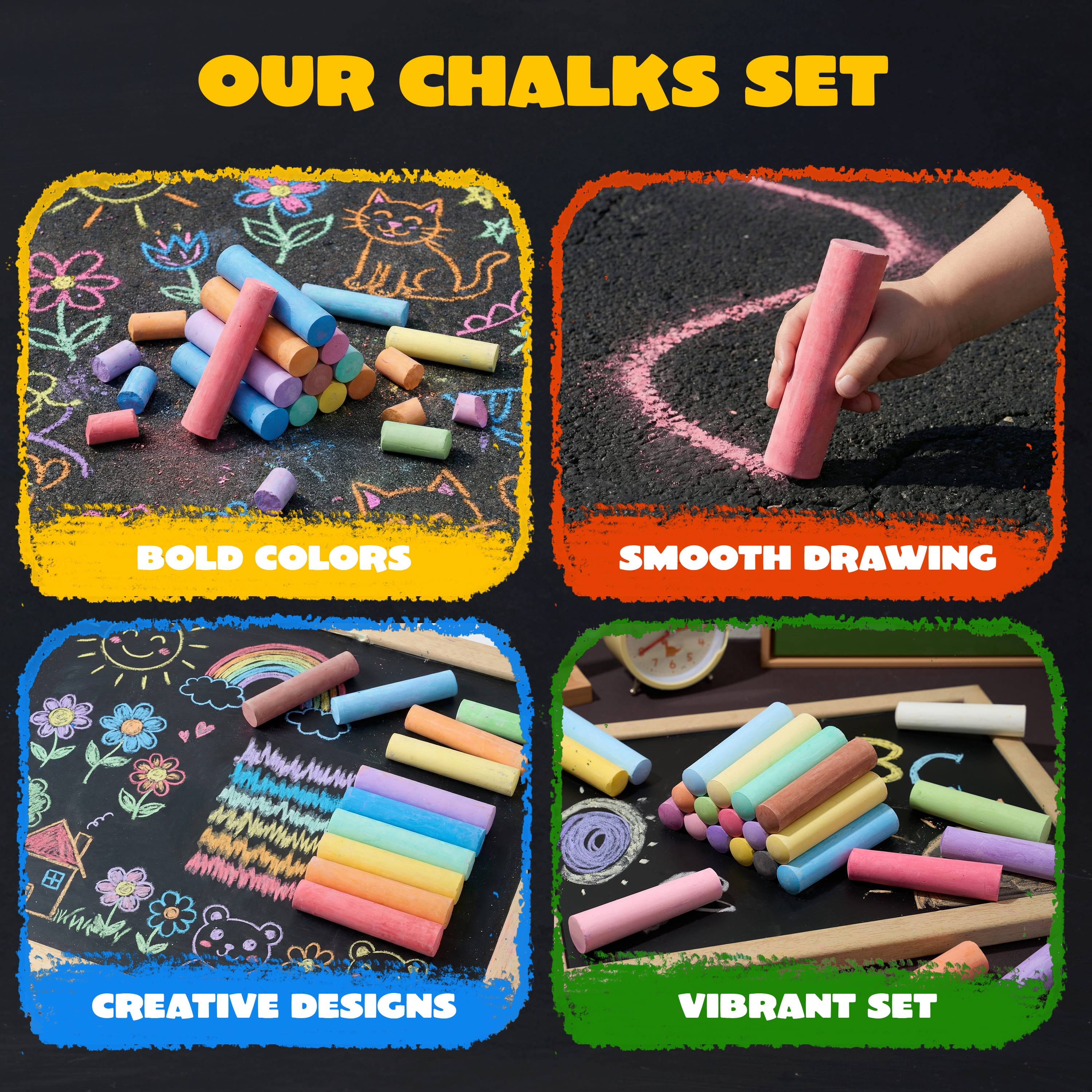 Joyfy 160PCS Washable Sidewalk Chalks for Kids Outdoor Art Play