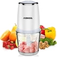 thumbnail image 2 of Mini picadora eléctrica Procesador de alimentos con tazón de vidrio y 4 cuchillas de acero inoxidable Licuadora pequeña para picar carne, cebollas, alimentos para bebés y frutas JAMW Sencillez, 2 of 5