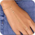 thumbnail image 1 of Pulsera de cadena de oro de 14 quilates chapada en oro de 14 quilates, cadena de mano de satélite con abalorio de perlas de circonio para mujer, joyería de moda, anillo de oro no se, 1 of 3