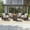 Brown, variant on Opohoro 5PCS Outdoor Conversation Set with 30" Wicker Fire Pit Table, Gray Rattan Fire Pit Set with 4 Swivel Rocker Chairs, Blue for Patio Backyard