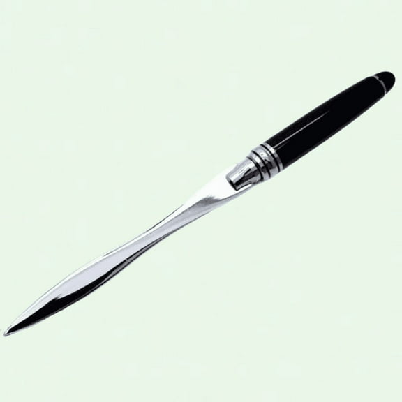 Silver Blade Letter Opener - Mini Sword Design with Black Handle - Stainless Steel Material