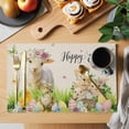 thumbnail image 2 of Easter Placemats Set of 4 Farmhouse Flowers Wreath Sheep Rabbits Duck Eggs Place Mats Indoor Wipeable Table Mats Washable Cloth Dining Table Placemats for Kitchen Holiday Party Home Decor 13x19 Inch, 2 of 9